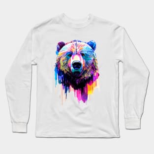 Bear Grizzly Wild Nature Animal Colors Long Sleeve T-Shirt